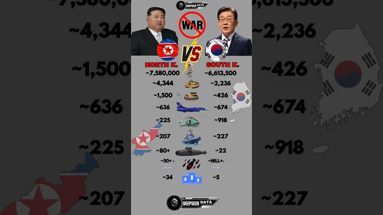 North Korea 🇰🇵 vs South Korea 🇰🇷 Military ⚔️ Power 2025