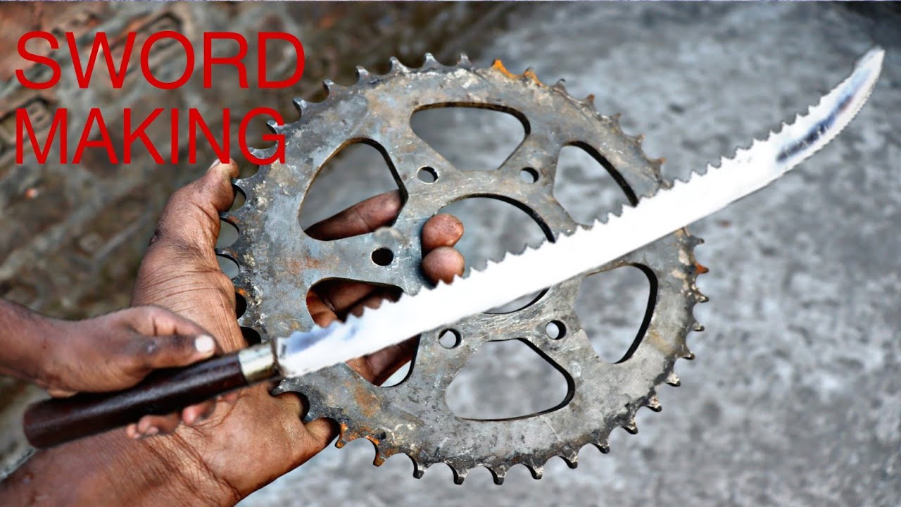 A BEAUTIFUL SWORD MADE FROM A MOTORCYCLE  CHAIN SPROCKET ! PURE HANDMADE BY BLACKSMITH