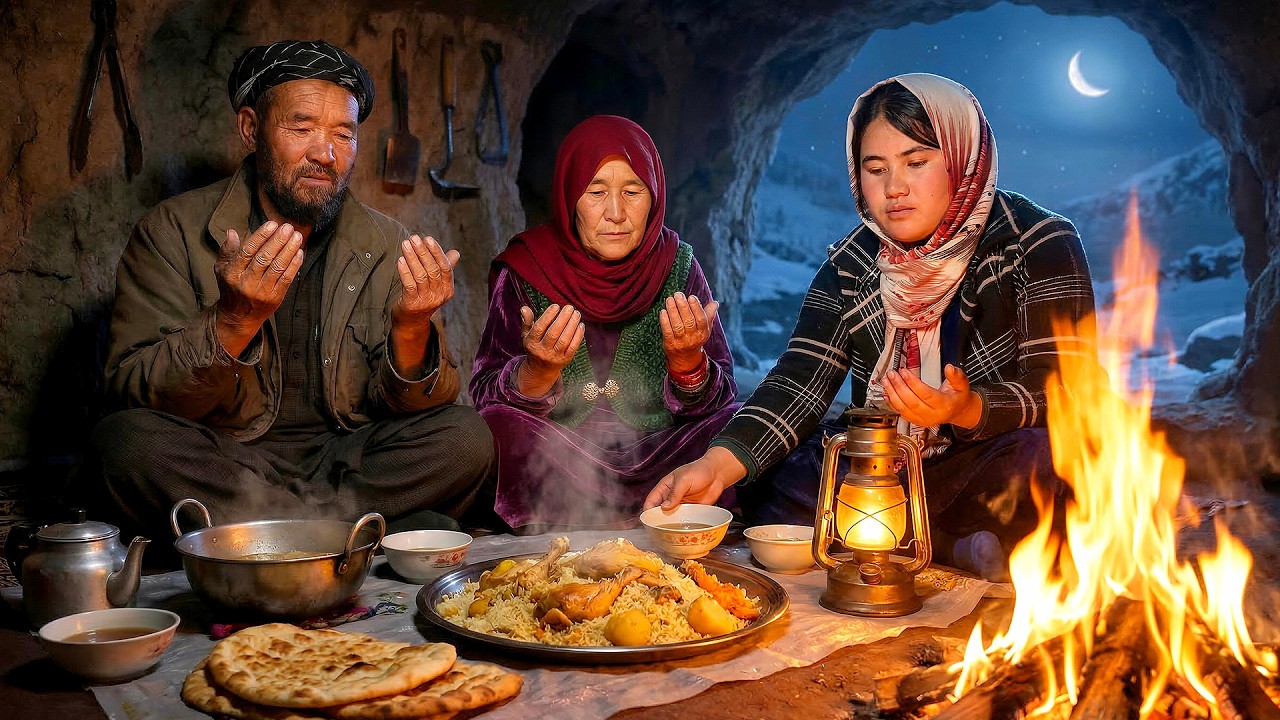 Ramadan Night in an Afghan Village 🌙 | Traditional Afghan Family Cooking in Cave 🇦🇫
