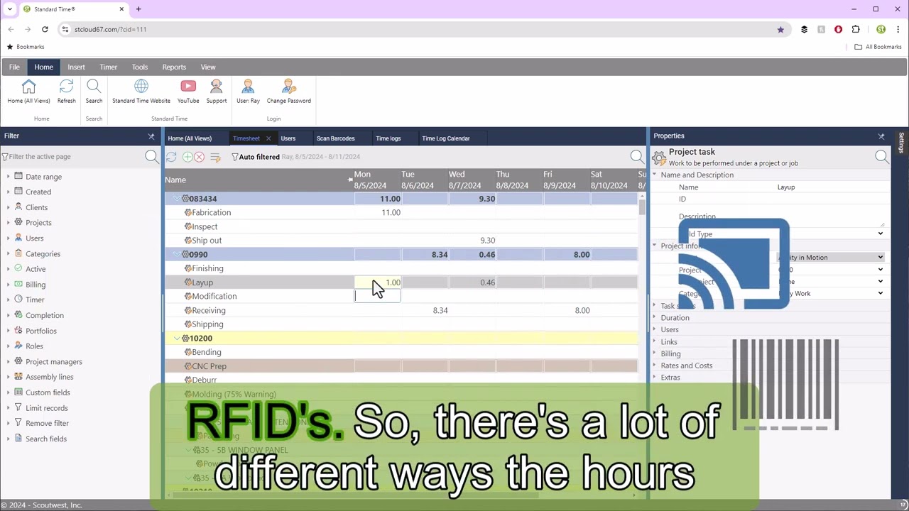 Timesheet for Manufacturing