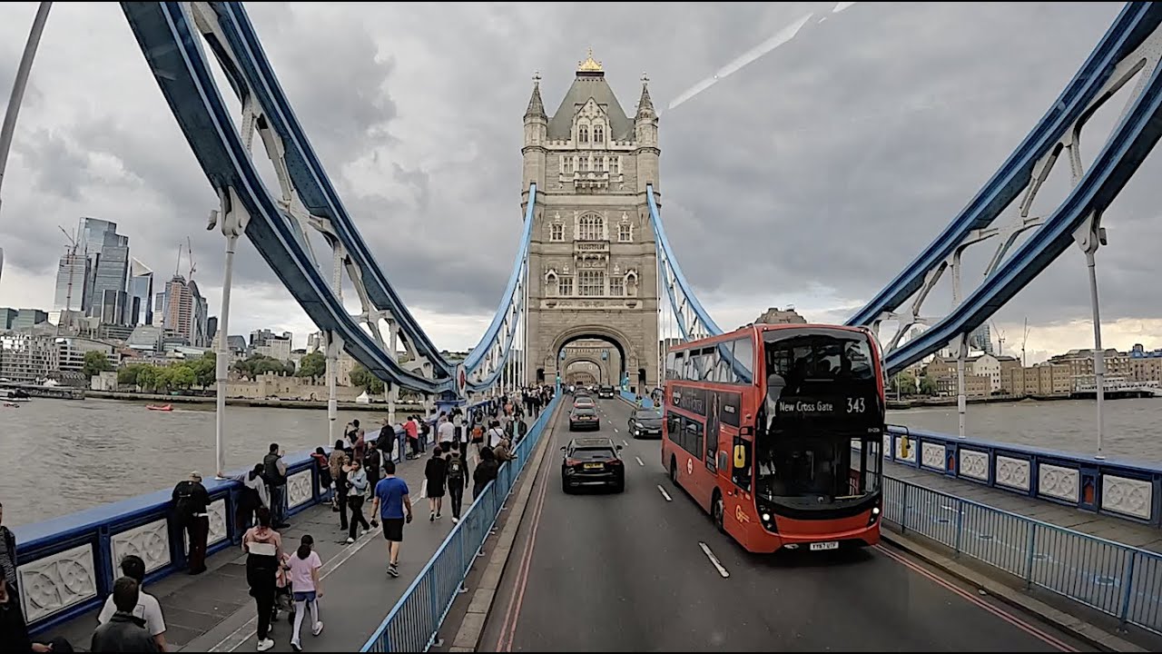Opening Tower Bridge for a ship. Bus route 42