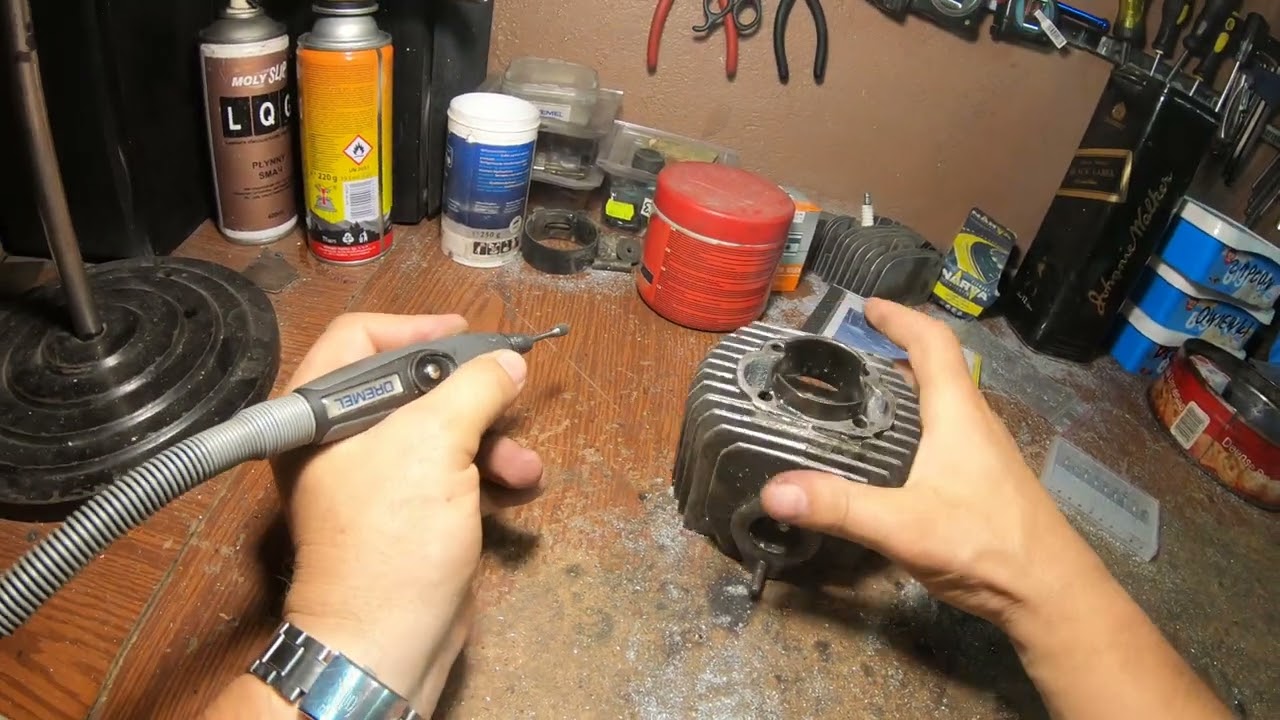 Jawa 50 cylinder 70 Jack Motors - poszerzanie,porting kanałów przelotowych