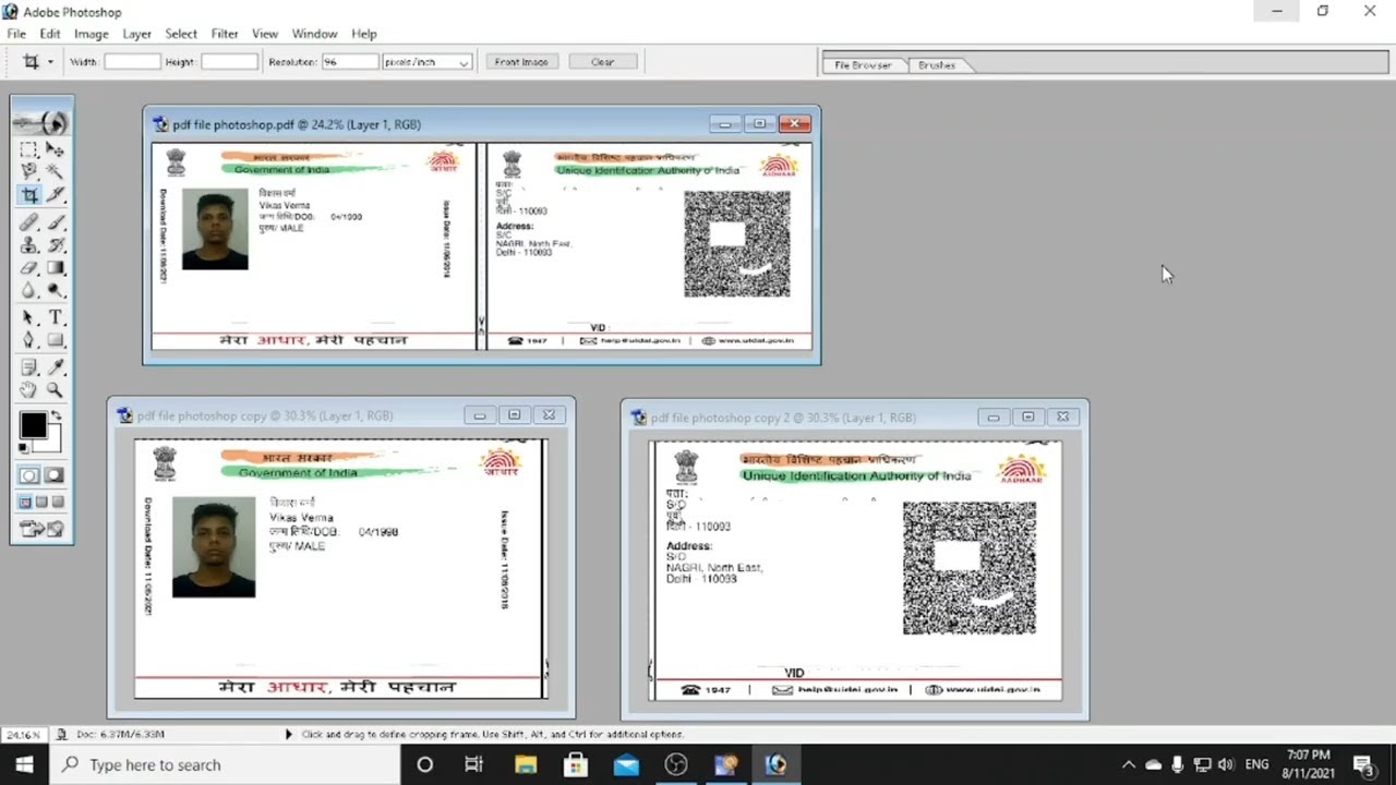 Aadhar Card Crop Kaise Kare | Aadhar Card Size In Photoshop | How To Crop Aadhar Card In Photoshop