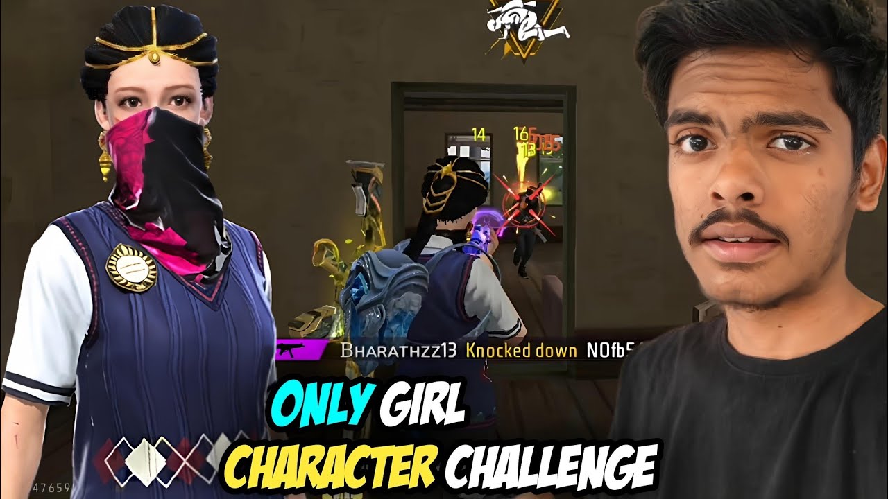 ONLY GIRL CHARACTER CHALLENGE IN FREE FIRE MAX 