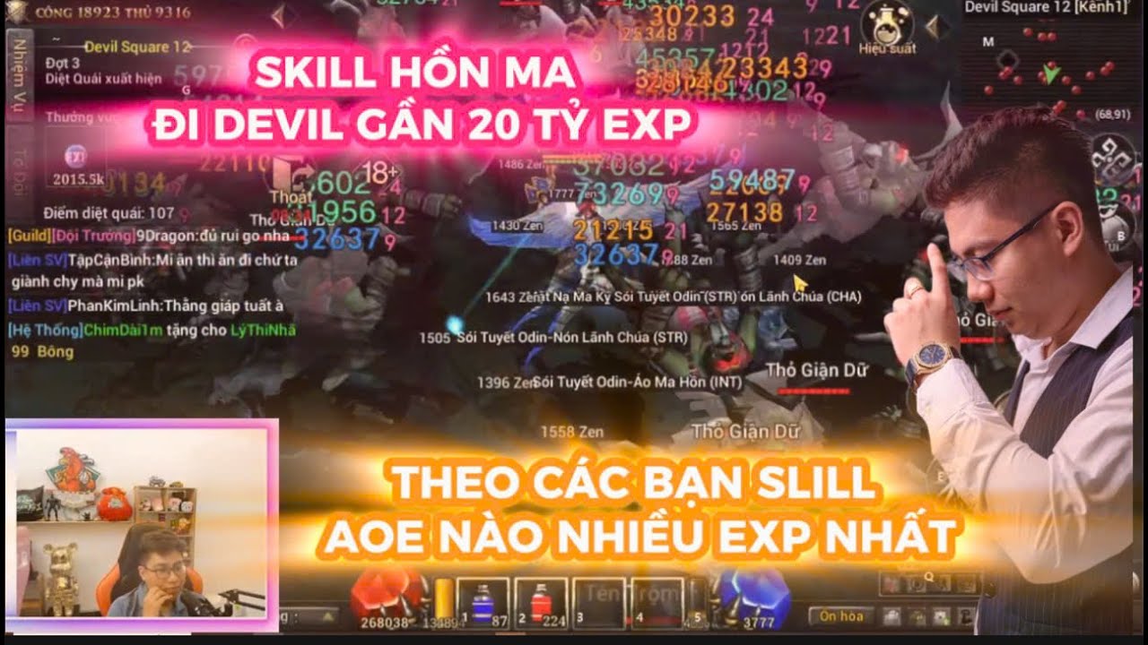 MU LỤC ĐỊA VNG : SKILL HỒN MA DEVIL GẦN 20 TỶ EXP - ANH BỜM S18 -  SKILL NÀO THEO BẠN NHIỀU EXP