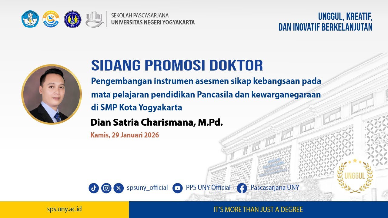 Ujian Promosi Doktor Dian Satria Charismana (Program Studi S3 PEP Sekolah Pascasarjana UNY)