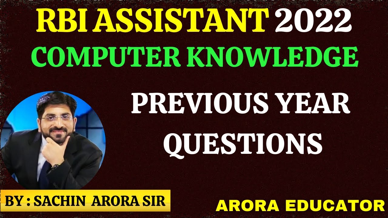 RBI Assistant 2022 Previous Year Questions | RBI Assistant Computer Knowledge Questions | Sachin Sir