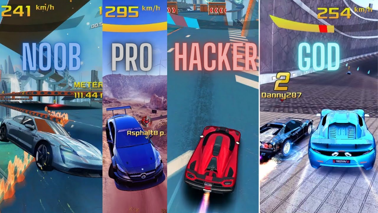 Asphalt 8 Noob vs Pro vs Hacker vs God