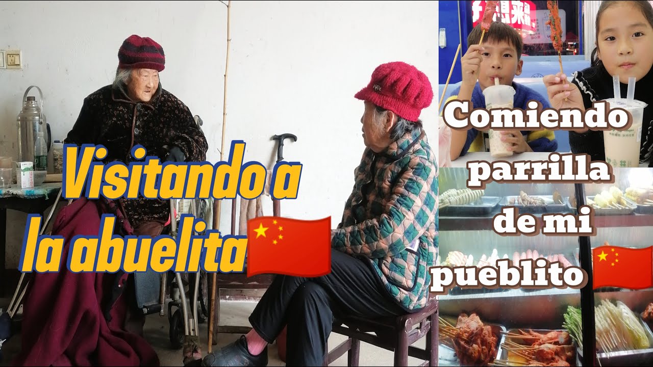 Visitando a la abuelita 🇨🇳que esta enfermita /Comiendo parrilla de noche 🍢🥤