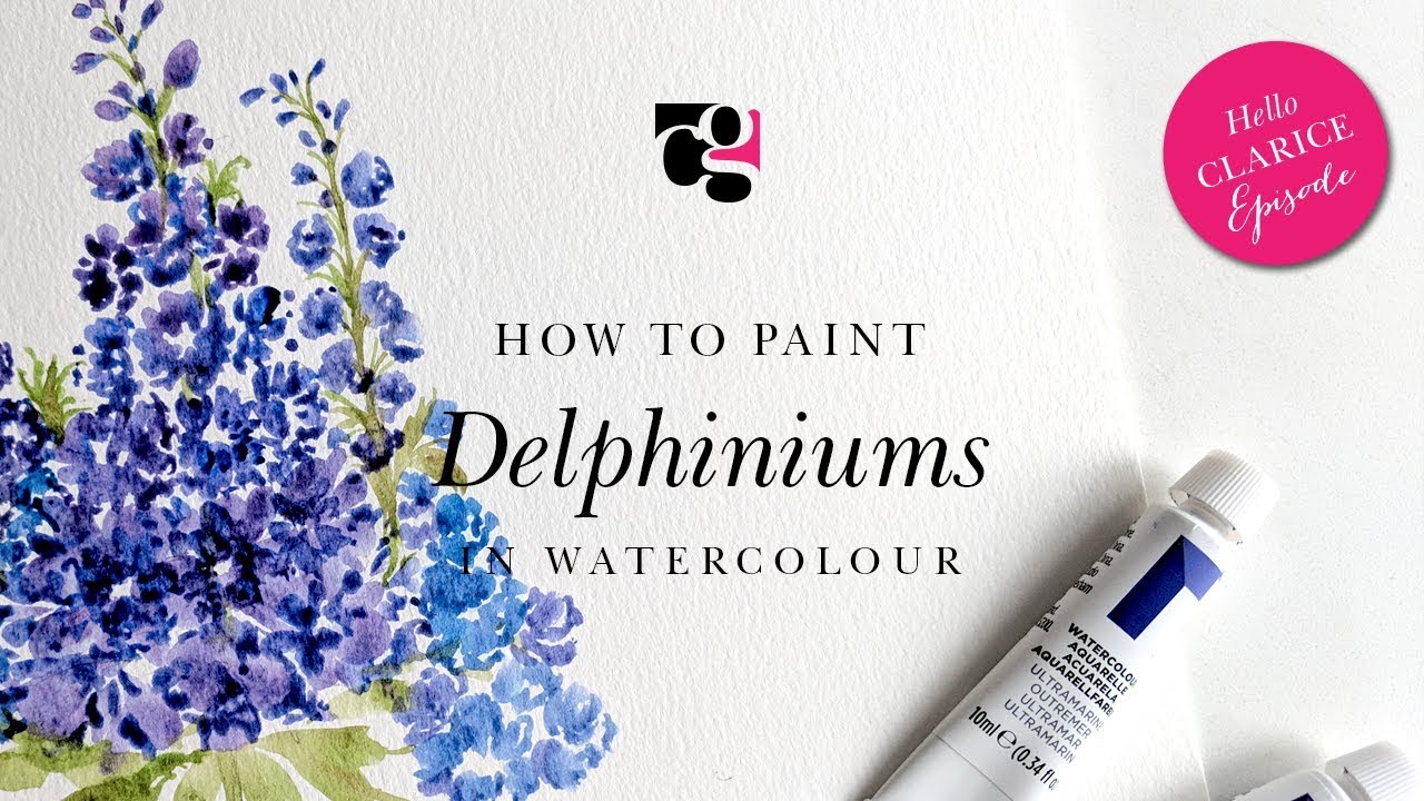 How to Paint Delpheniums in Watercolour - Hello Clarice Tutorials