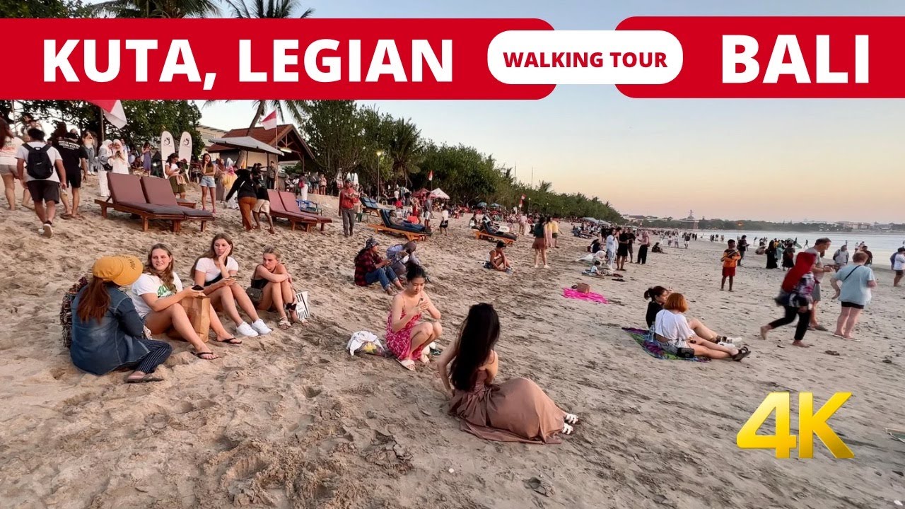 KUTA BEACH BALI 🇮🇩 Sunset WALKING Tour Bali 2023