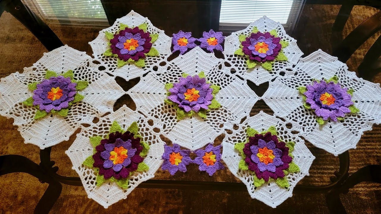 🌹Centro ó camino de mesa #2 en crochet
