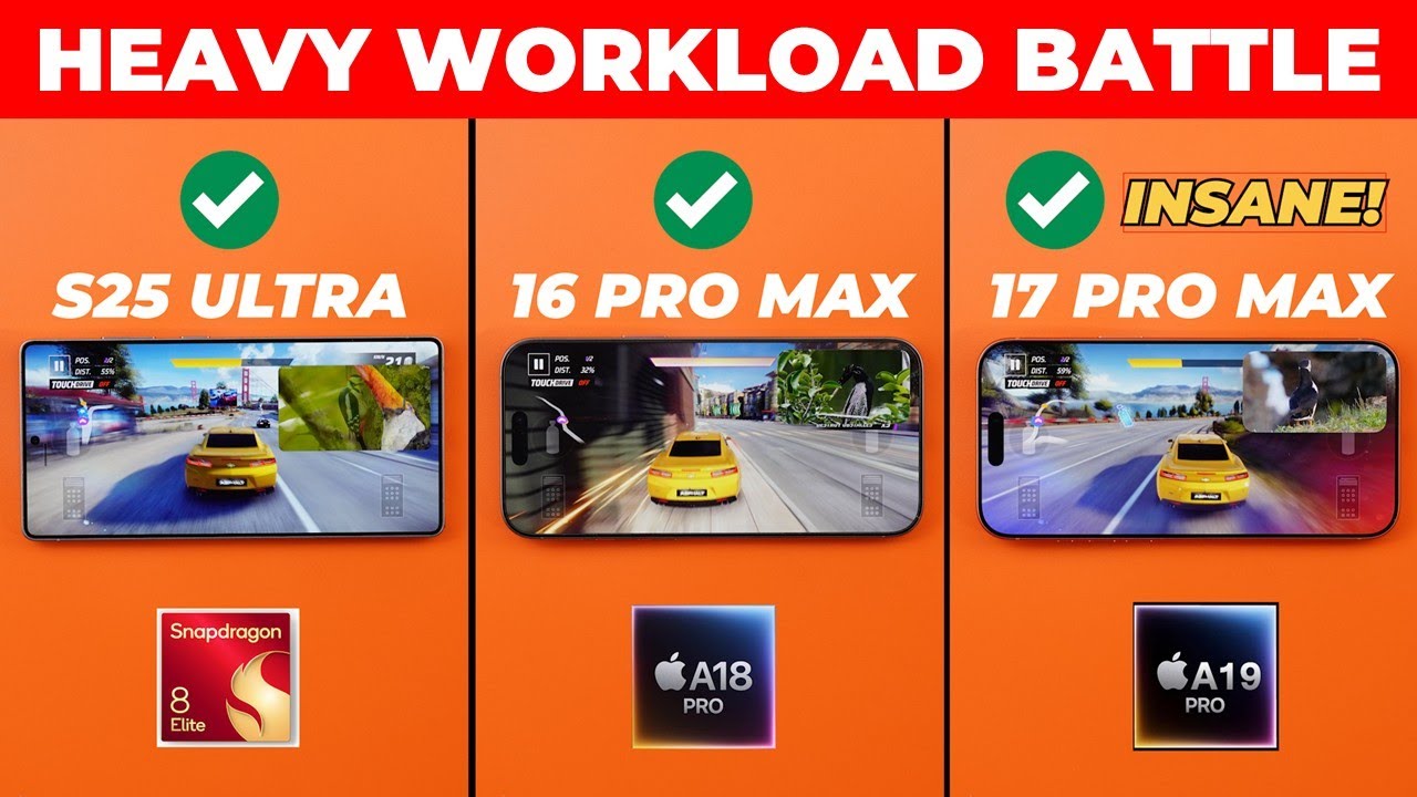 iPhone 17 Pro Max против Galaxy S25 Ultra и iPhone 16 Pro Max &mdash; тест производительности при высок...