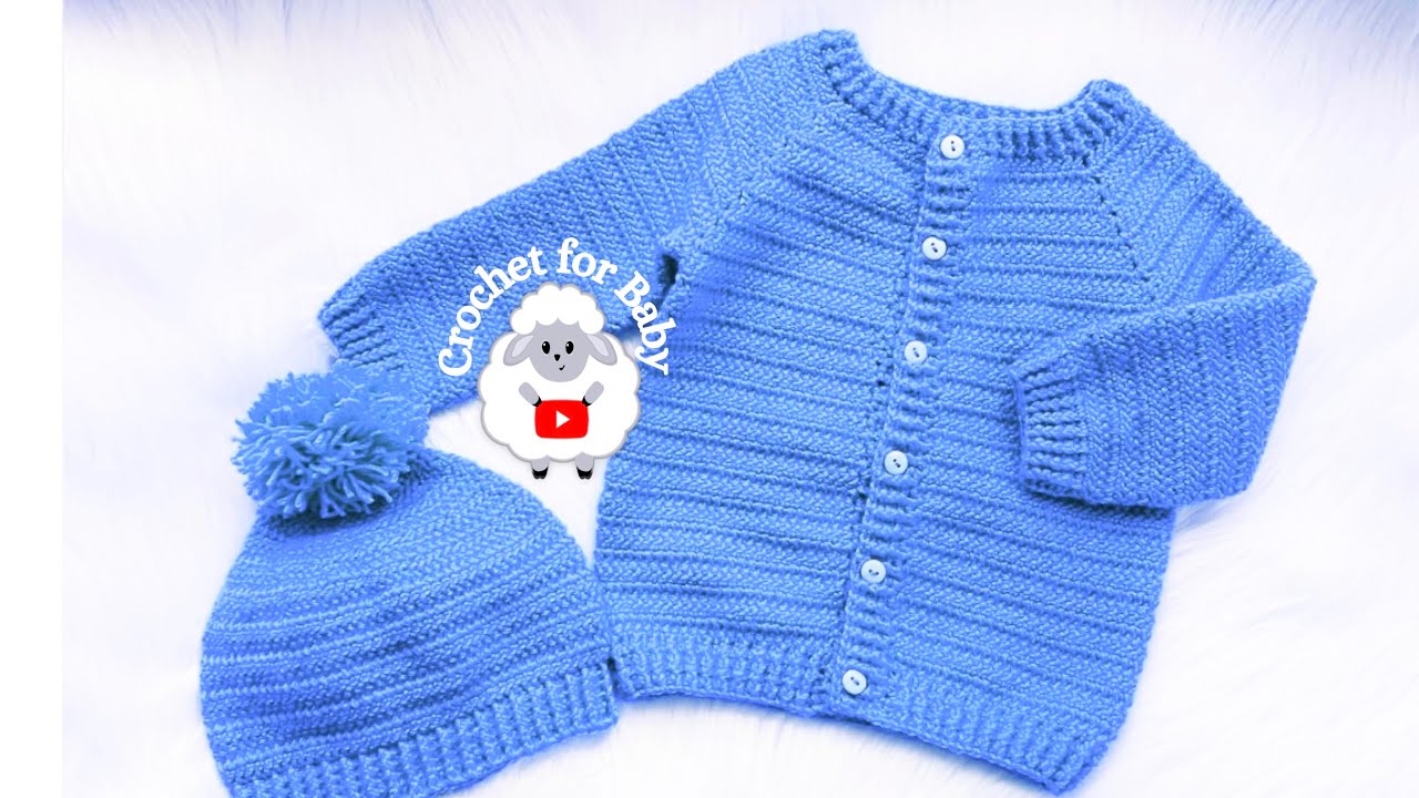 Easy Cardigan + Hat Herringbone Set 🧶 Crochet Pattern for Toddlers 1-5 Yrs - Little Aster LEFT HAND