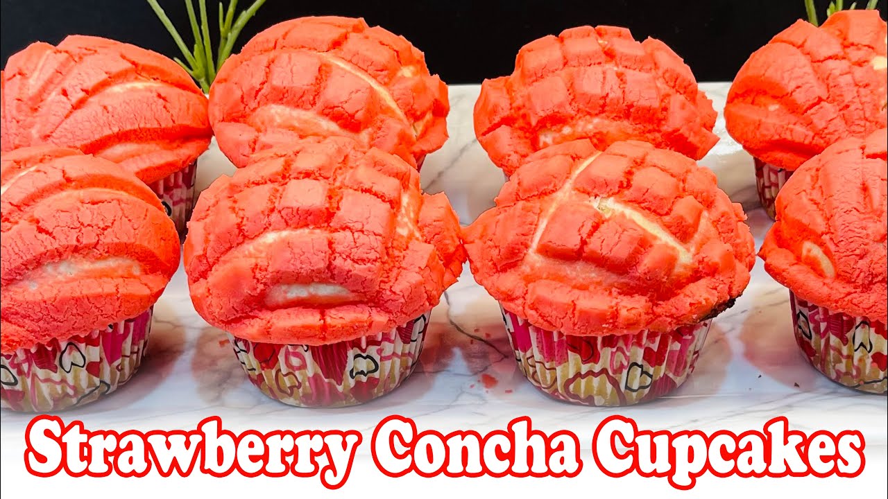 Strawberry Concha Cupcakes for Valentines day