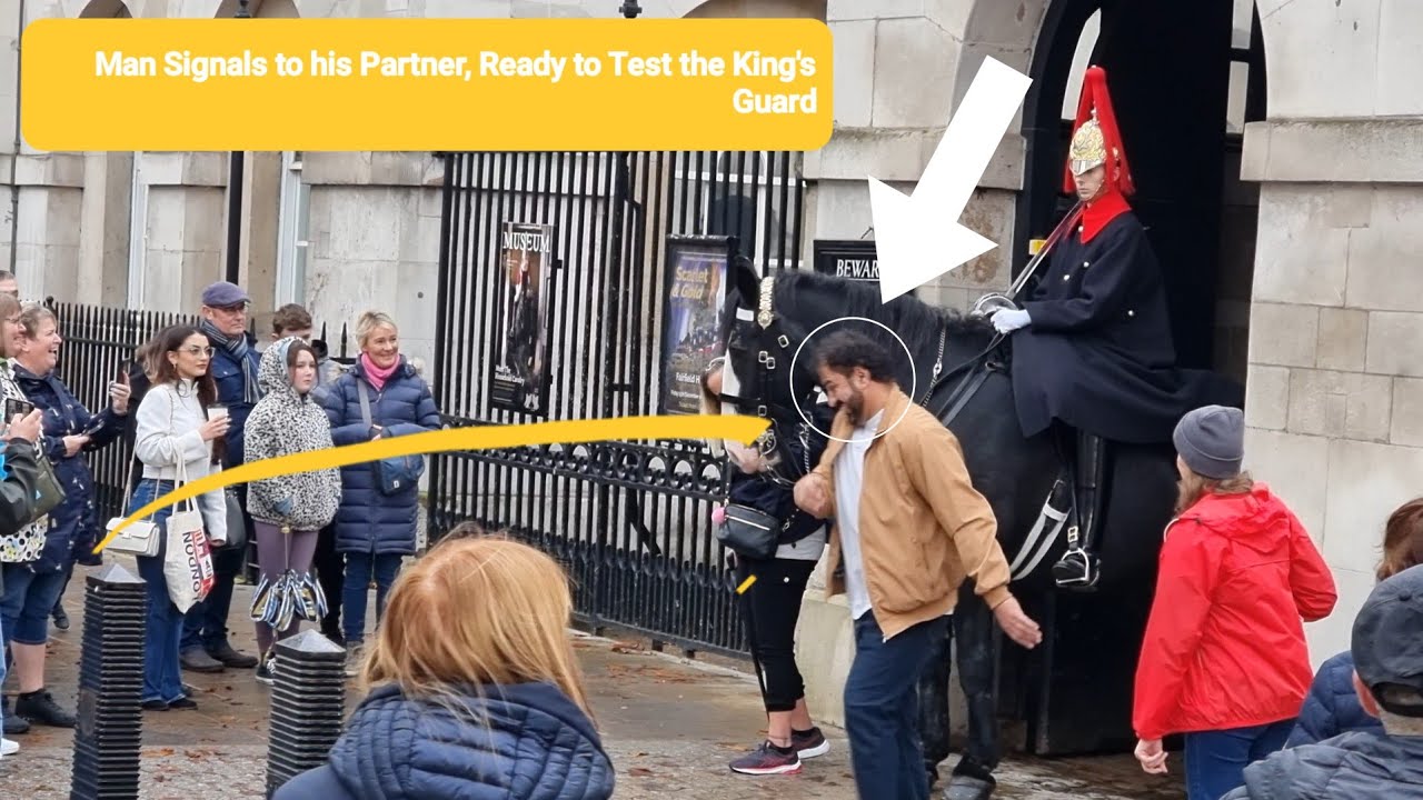 Man Signals to his Partner, Ready to Test the King's Guard 😡 | Horse Guards in London