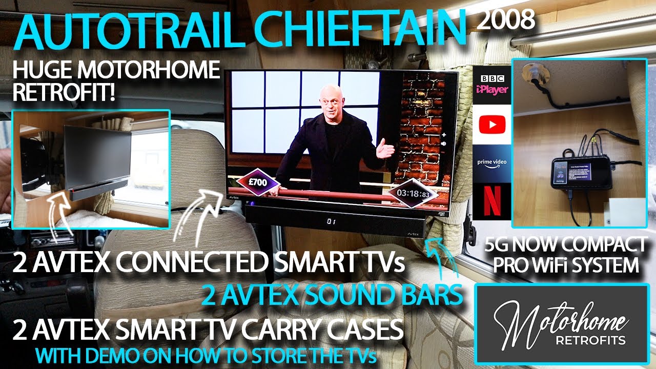 Huge Motorhome Retrofit! Avtex TVs, Soundbars, Carry-Cases & 5G Compact Pro WiFi System & Antenna!!