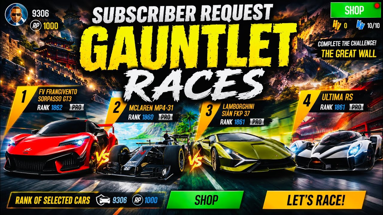 Asphalt 8 Subscriber Request Gauntlet Races✌️