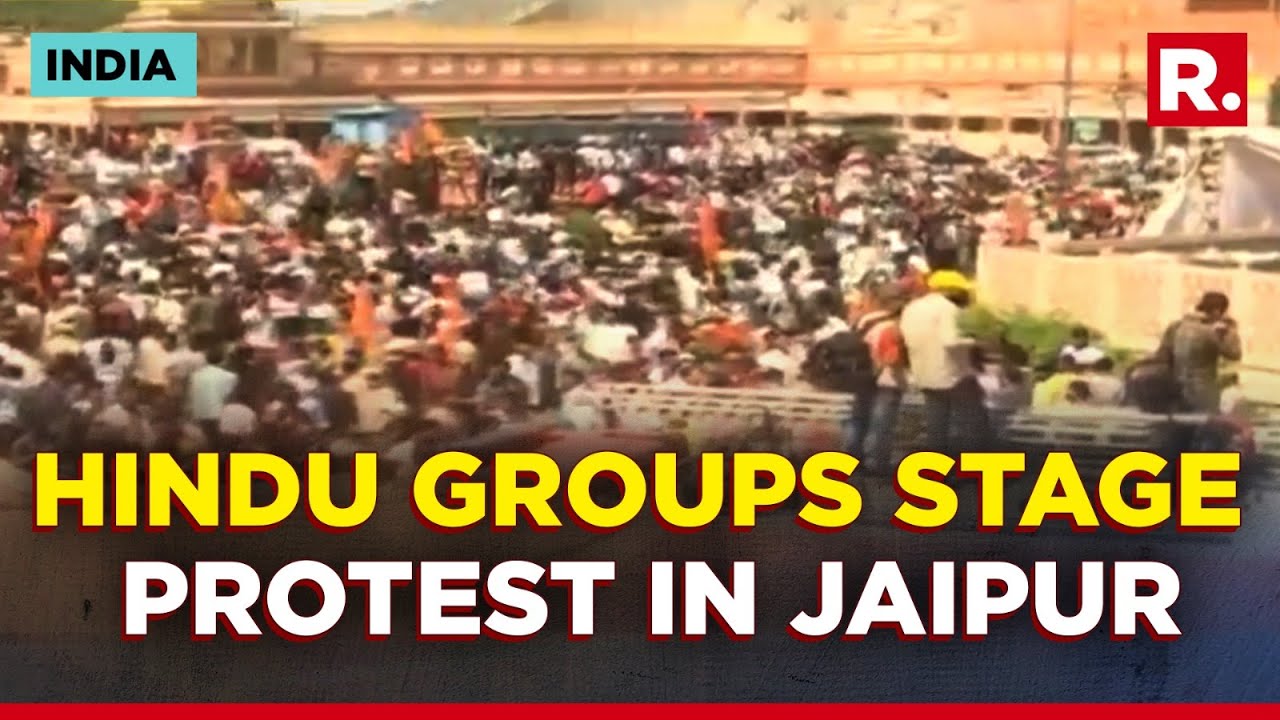 Massive Protest Breaks Out in Jaipur by Hindu Outfit Against Gehlot Govt After Communal Tension