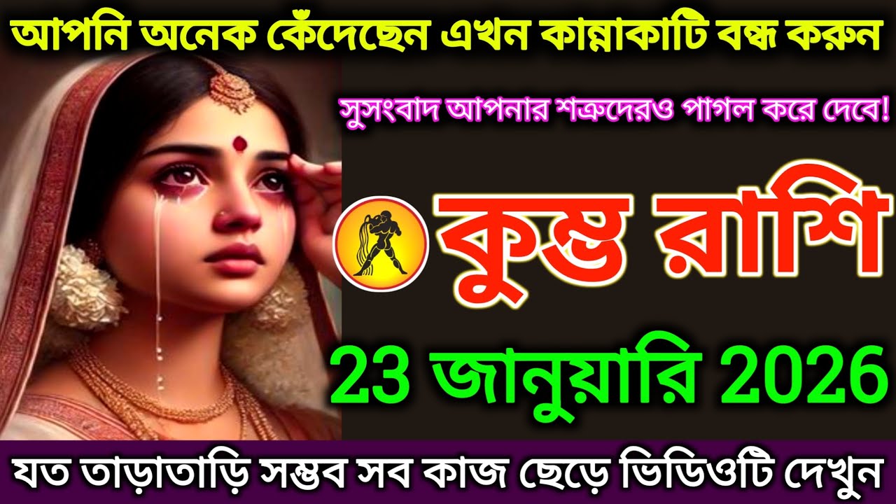 কুম্ভ রাশি: 23 জানুয়ারি 2026 আপনি অনেক কেঁদেছেন এখন কান্নাকাটি বন্ধ করুন |#kumbh 