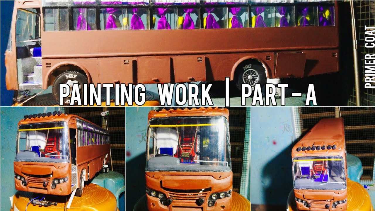 Miniature Tourist Bus Painting Work🎨-Part-A  (Primer coat) | @KRISHNAN'S CREATIONS