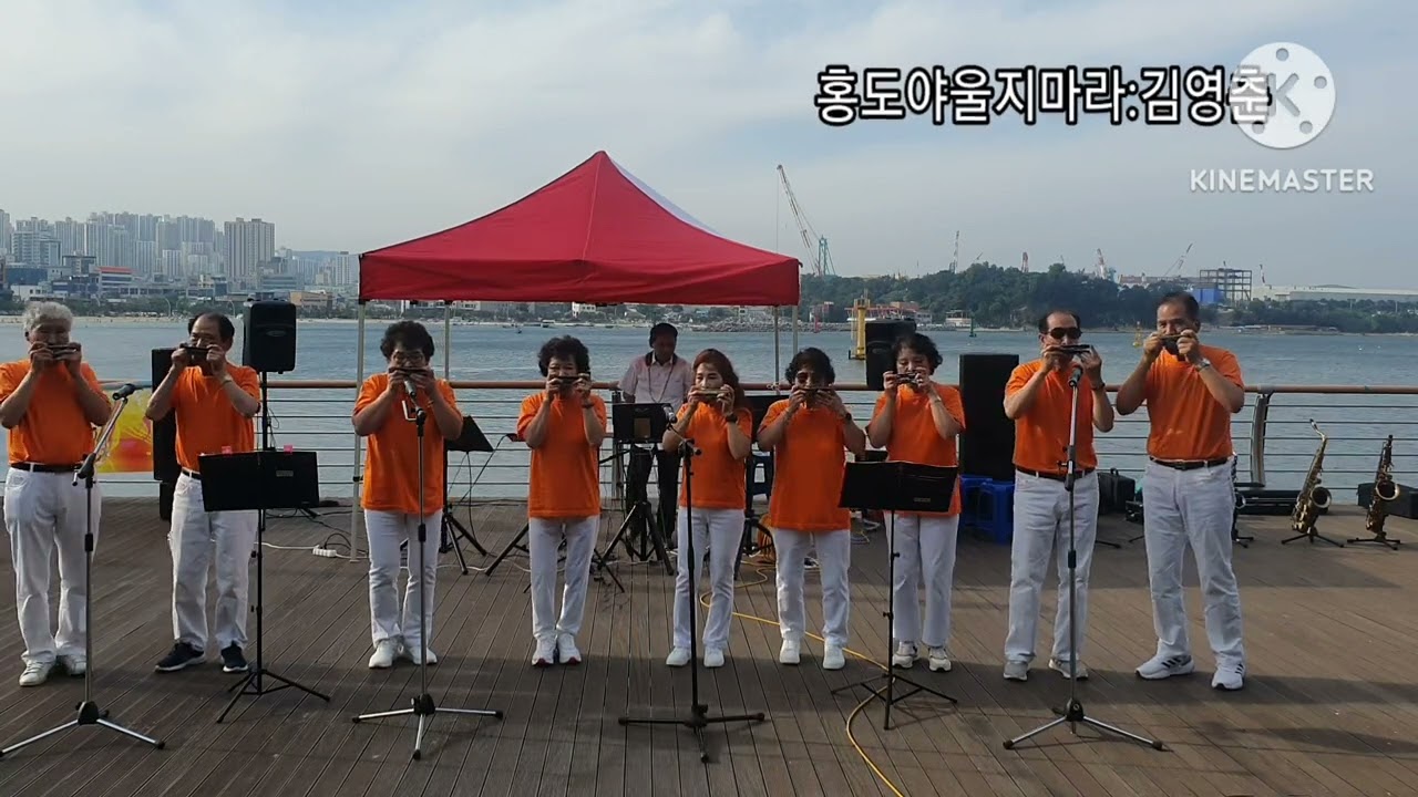 홍도야울지마라/김영춘. 하모니카연주(A)아람하모니카동아리.(막구지기별빛광장)중년신사.이원칠.