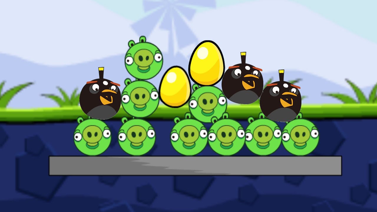 Angry Birds Bomb 1 - BLAST 100 PIGGIES WITH 1 BOMBER BIRD TO SAVE GOLDEN EGG!
