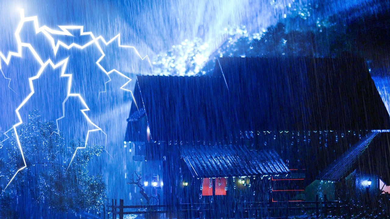 Heavy Rain & Thunder on a Farmhouse Metal Roof ⚡ Fall into Sleep in Under 3 Minutes at Night