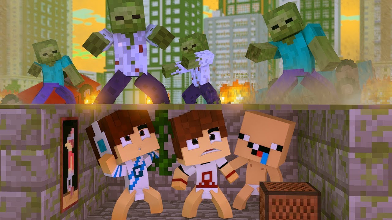 OS BEBÊS FIZERAM UMA CASA CAMUFLADA NO APOCALYPSE ZUMBI !!! - MINECRAFT