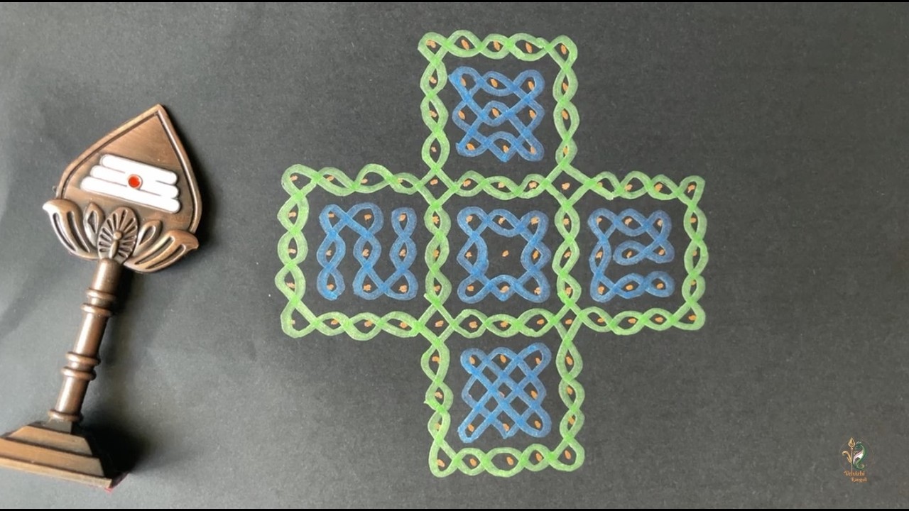 Beautiful Sikku Kolam | Simple Rangoli Design for Daily Entrance | Interlaced Dot