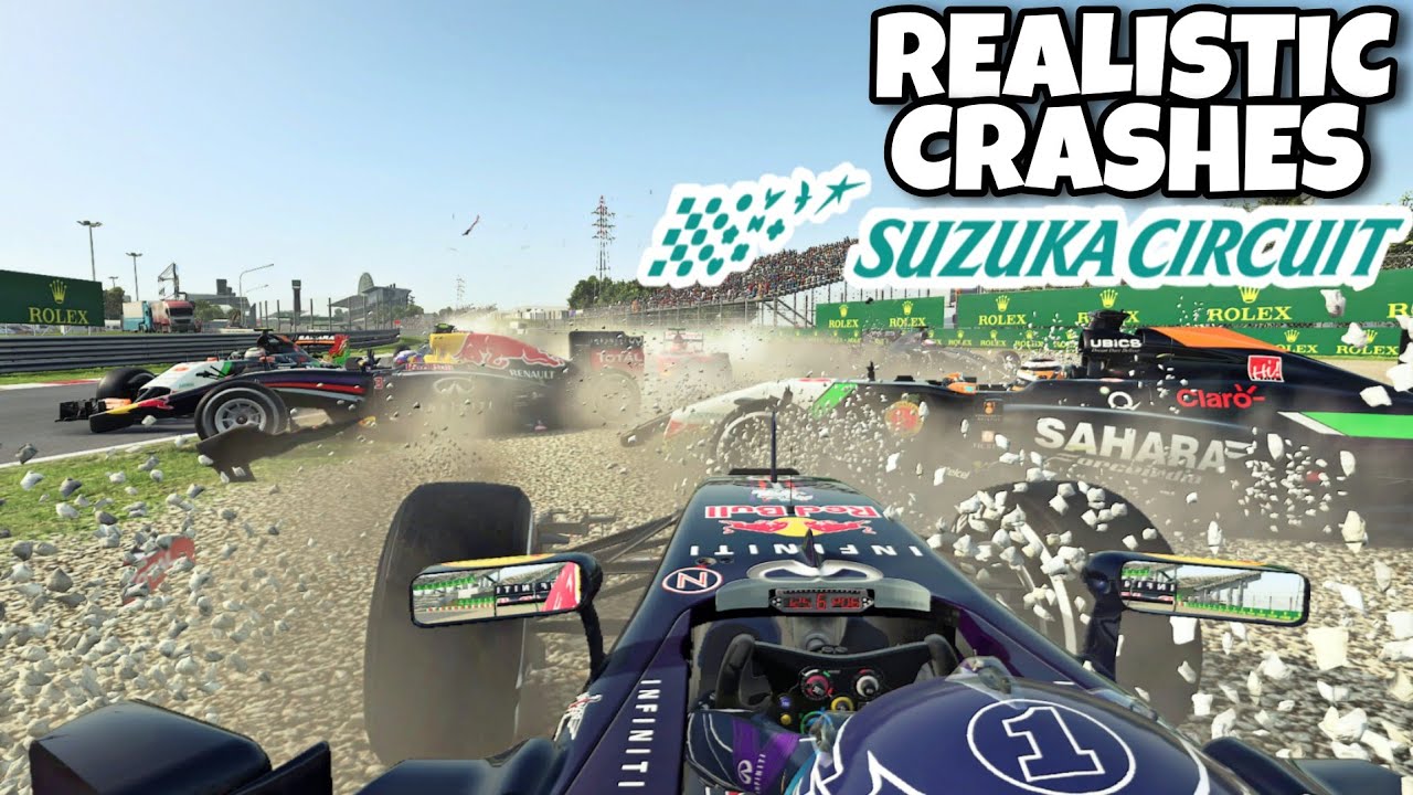 REALISTIC F1 CRASHES SUZUKA!