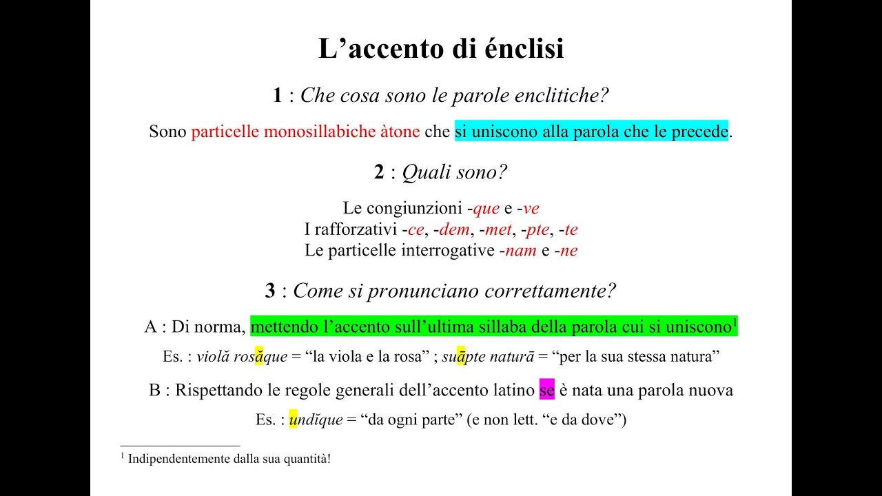 L'accento di énclisi: come si pronunciano le parole enclitiche in latino? - Pillole di Latino