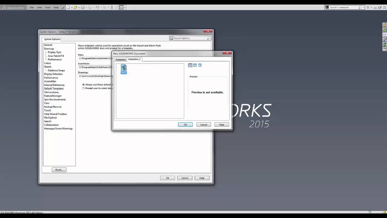 Учебное пособие по SOLIDWORKS — Расположение шаблонов по умолчанию