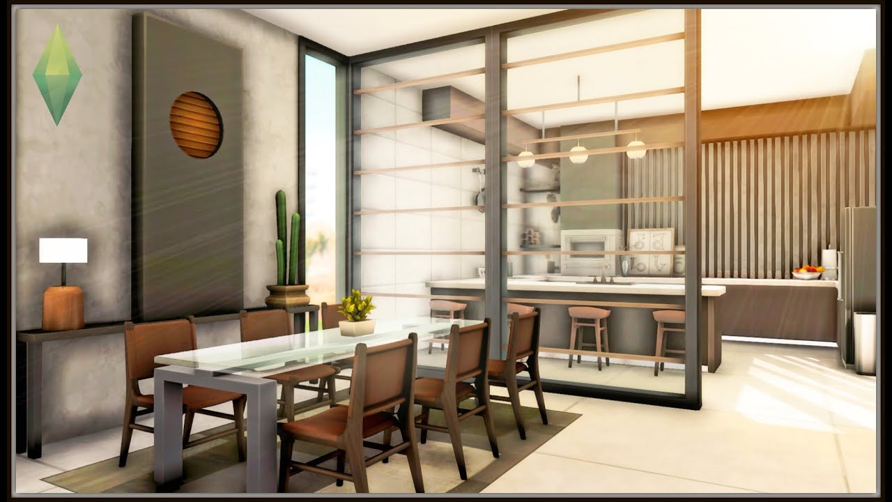 BASE GAME Open Concept Minimalist Home (No CC) - The Sims 4 Stop Motion Build