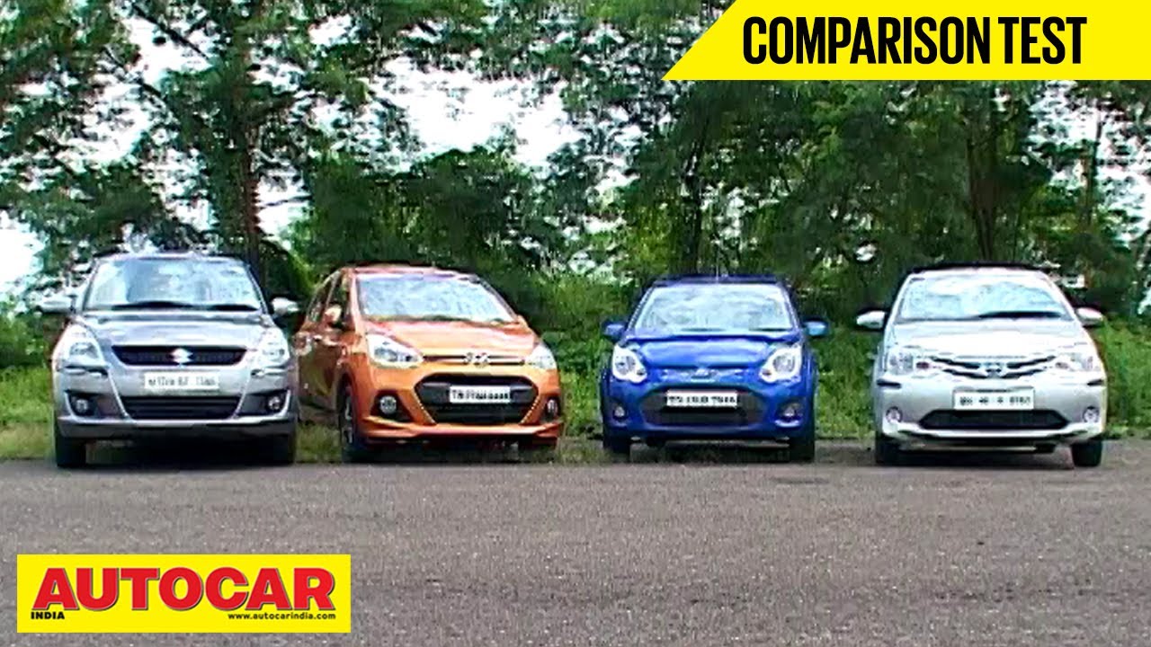 Hyundai Grand i10 Vs Toyota Liva Vs Maruti Swift Vs Ford Figo | Comparison Test | Autocar India