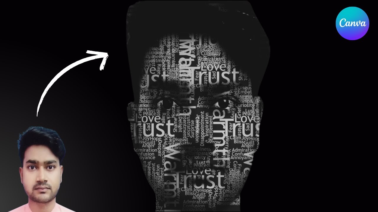How to Create Word cloud Text portrait image in canva easy and fast