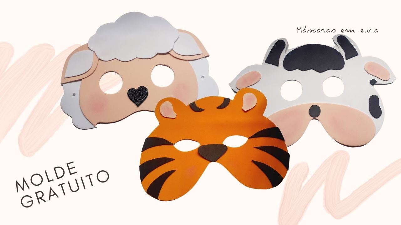 DIY Máscara de  Ovelha/Tigre/Vaquinha