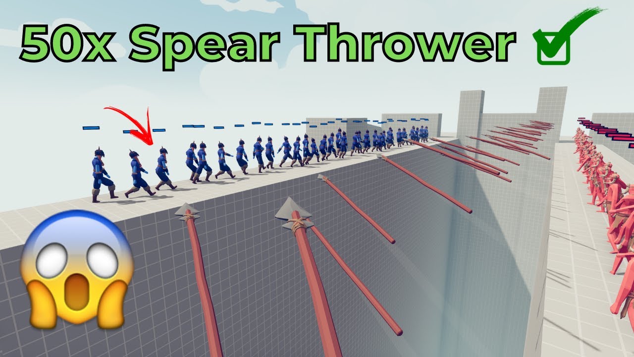 Battle & Survival - 50x Spear Thrower Vs Every Faction - l TABS - Totally Accurate Battle Simulator