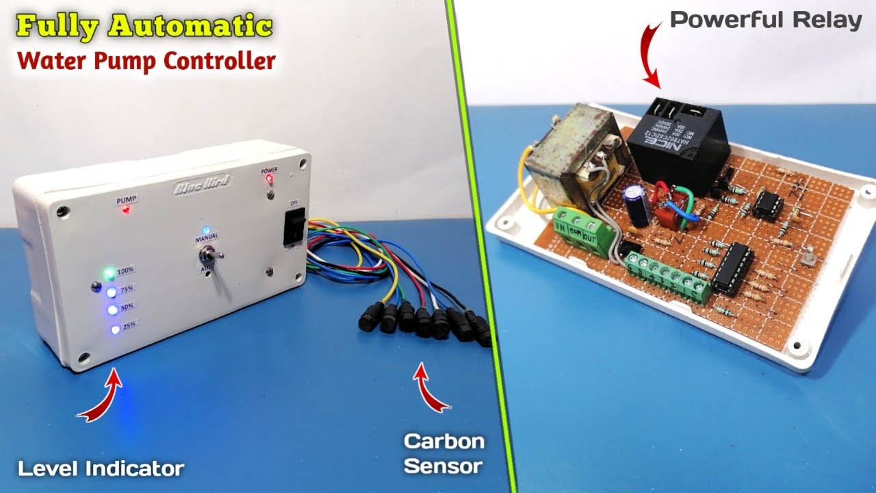 How to Make Fully Automatic Water Pump Controller | Water Level Indicator and Pump Controller