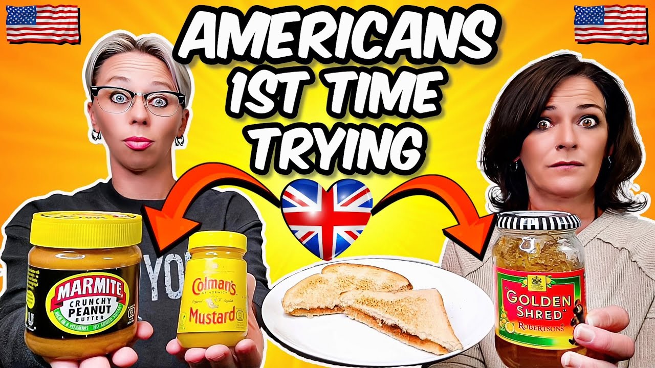 American Couple Reacts & Tries: English/Colman's Mustard, Marmalade & Marmite Peanut Butter 1ST TIME