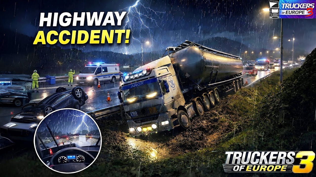 OUT OF CONTROL 😱🚛💨 | Truck Accident 🚧🚨 Police 👮‍♂️ & Ambulance 🚑 on Spot 🌧️ | Truckers of Europe 3 🎮