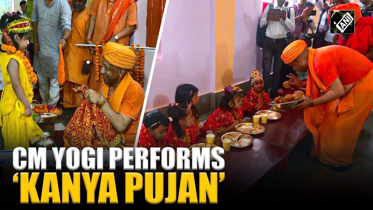 Uttar Pradesh CM Yogi Adityanath performs ‘Kanya Pujan’ at Gorakhpur temple on Mahanavami