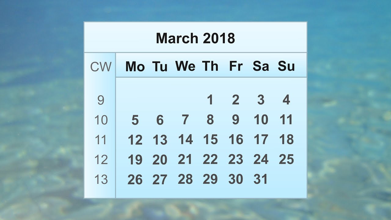 March 2018 Calendar