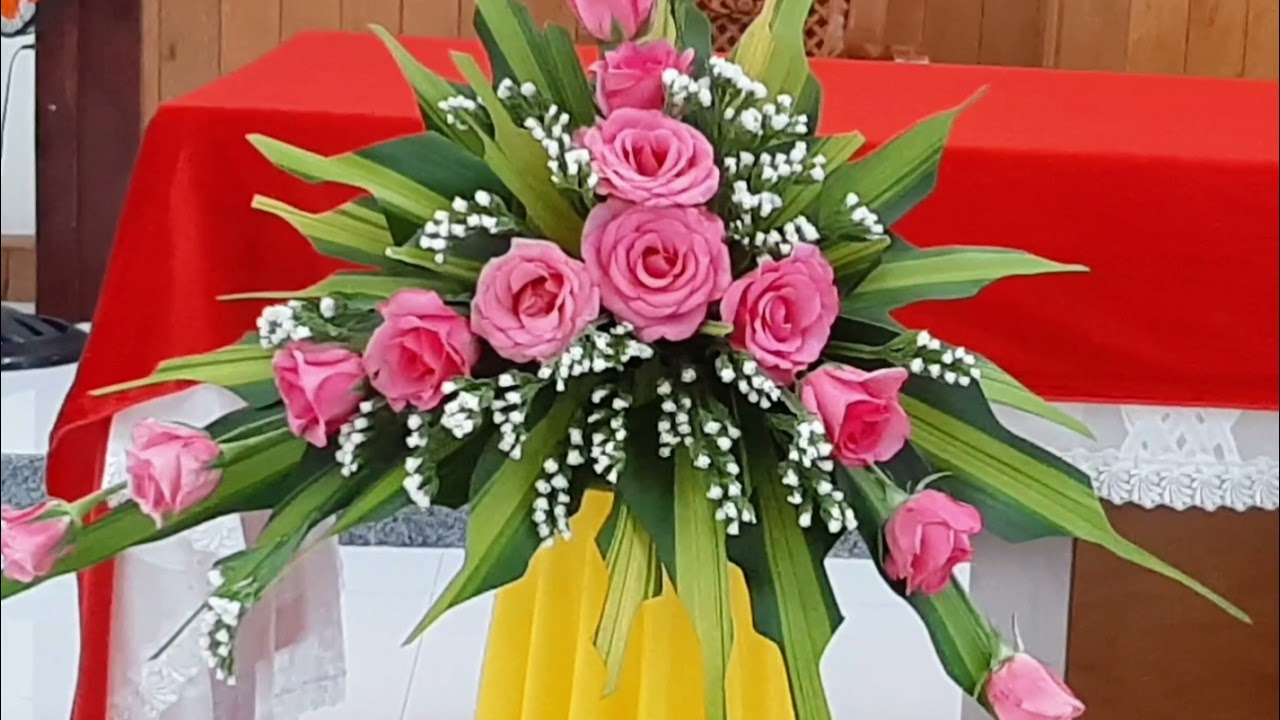 Trang trí hoa đám cưới lễ hôn phối nhà thờ Cây Vông - Diên khánh- Khánh Hòa quê em.