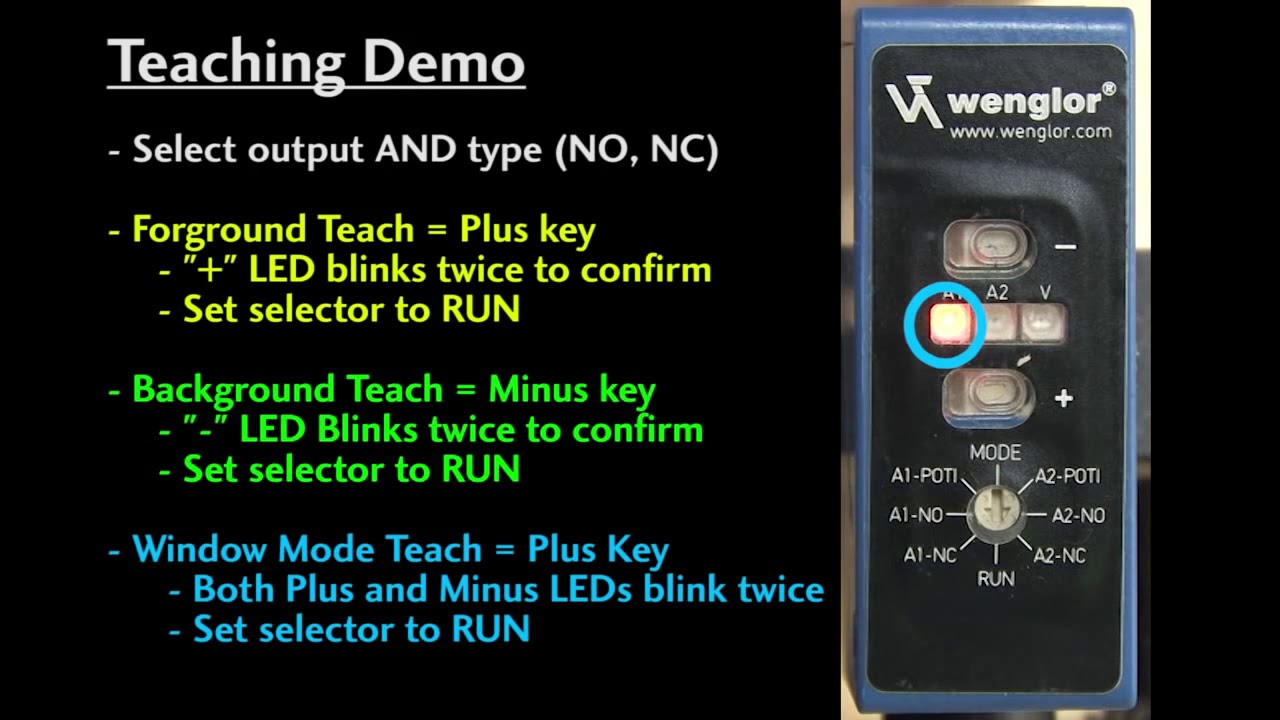 Wenglor OPT2007 Laser Distance Sensors 60 660mm   How to Setup