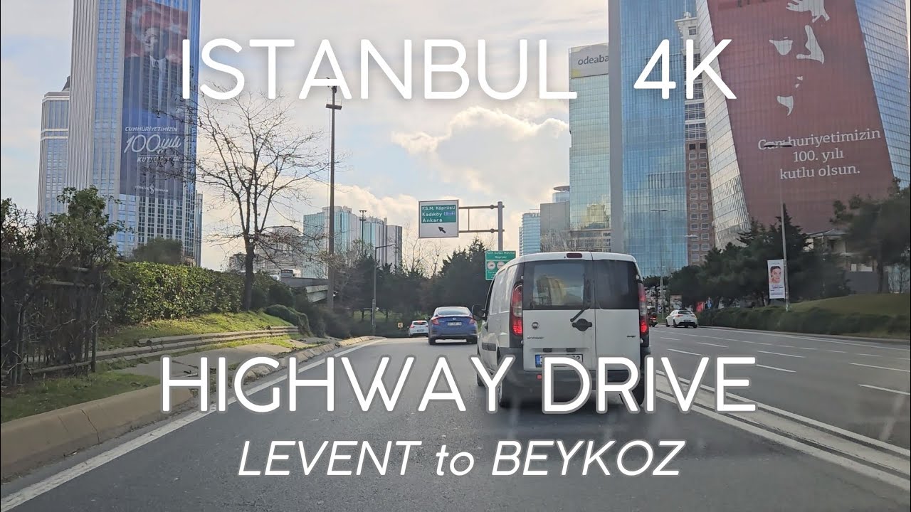 Istanbul 4K Drive from Downtown Levent to Beykoz Suburbs via FSM Bridge from Europe to Asia