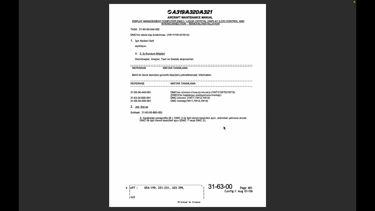 Airbus AMM I DMC ve LCD Control and Interconnection - Removal/Installation Sunumu