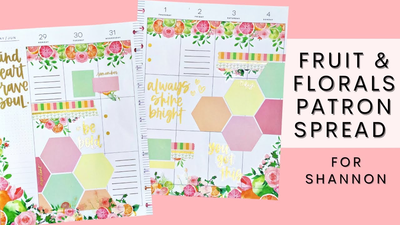 PLAN WITH ME | FRUIT & FLORALS PATRON SPREAD FOR SHANNON | THE HAPPY PLANNER