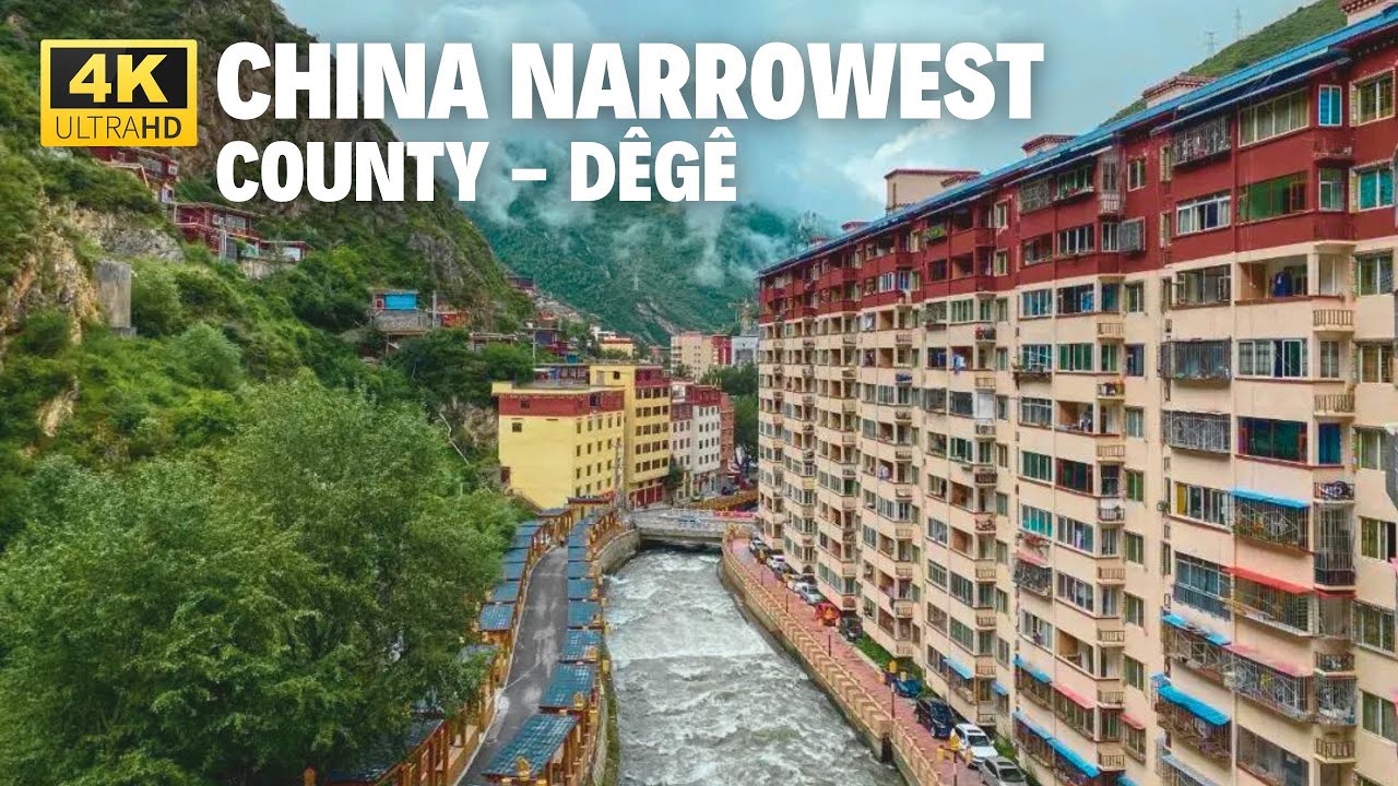 China's Narrowest Tibetan County and Villages - Dêgê 4K Driving