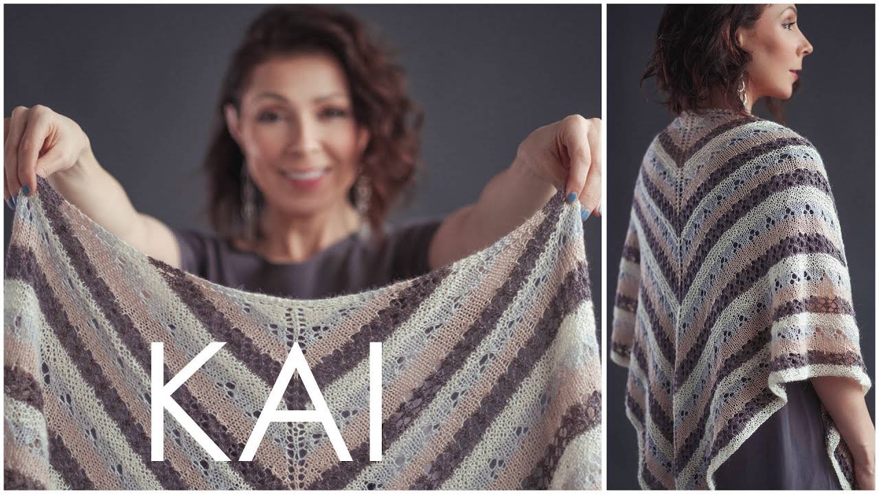 Kai - Easy Beginner Lace Triangle Shawl Pattern - How to Knit Lace!